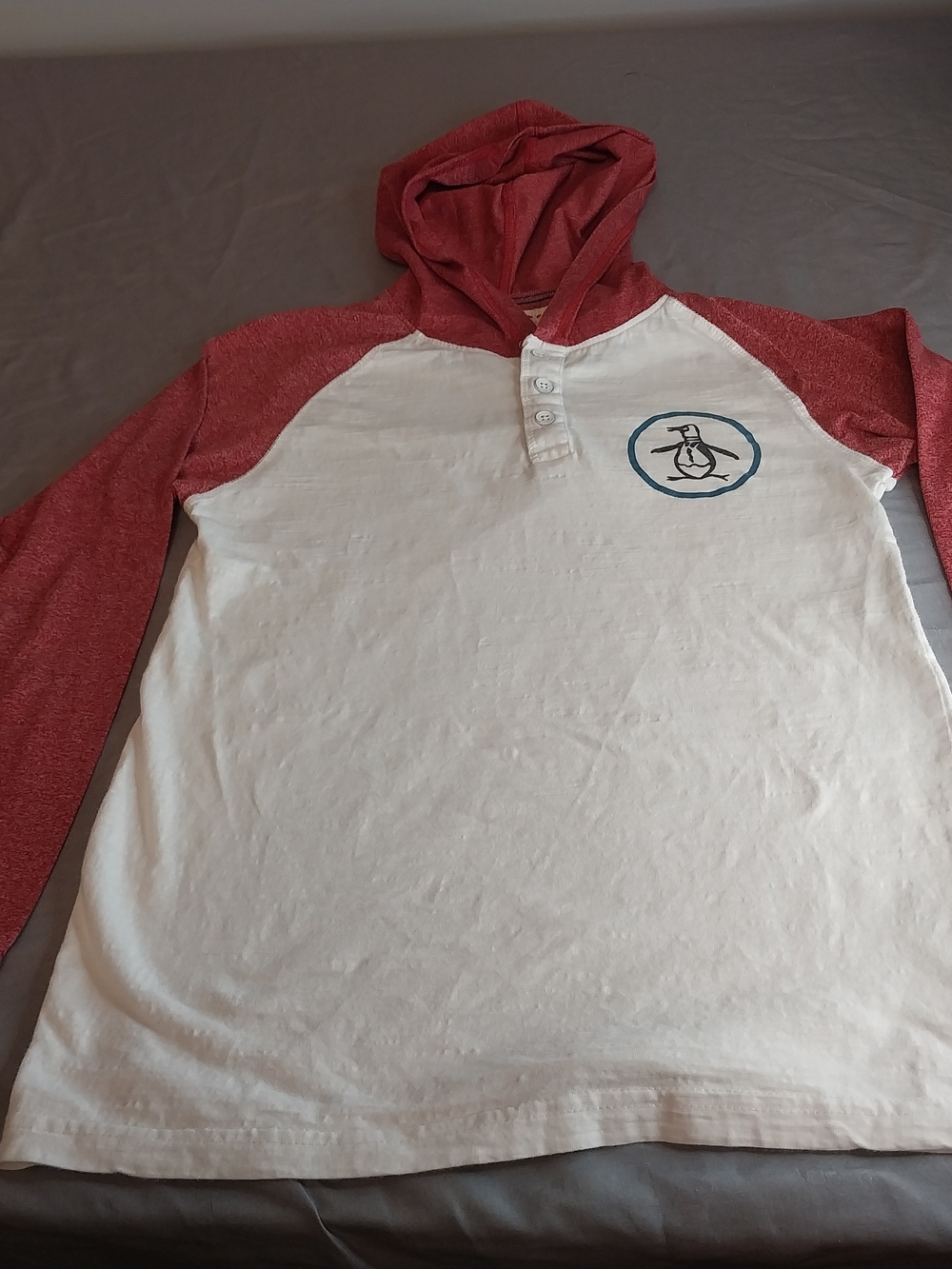 Original Penguin Hooded Raglan Shirt in size 10-12Y #171